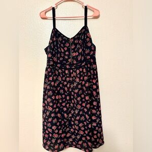 Torrid Black Dress with Red Roses Design
